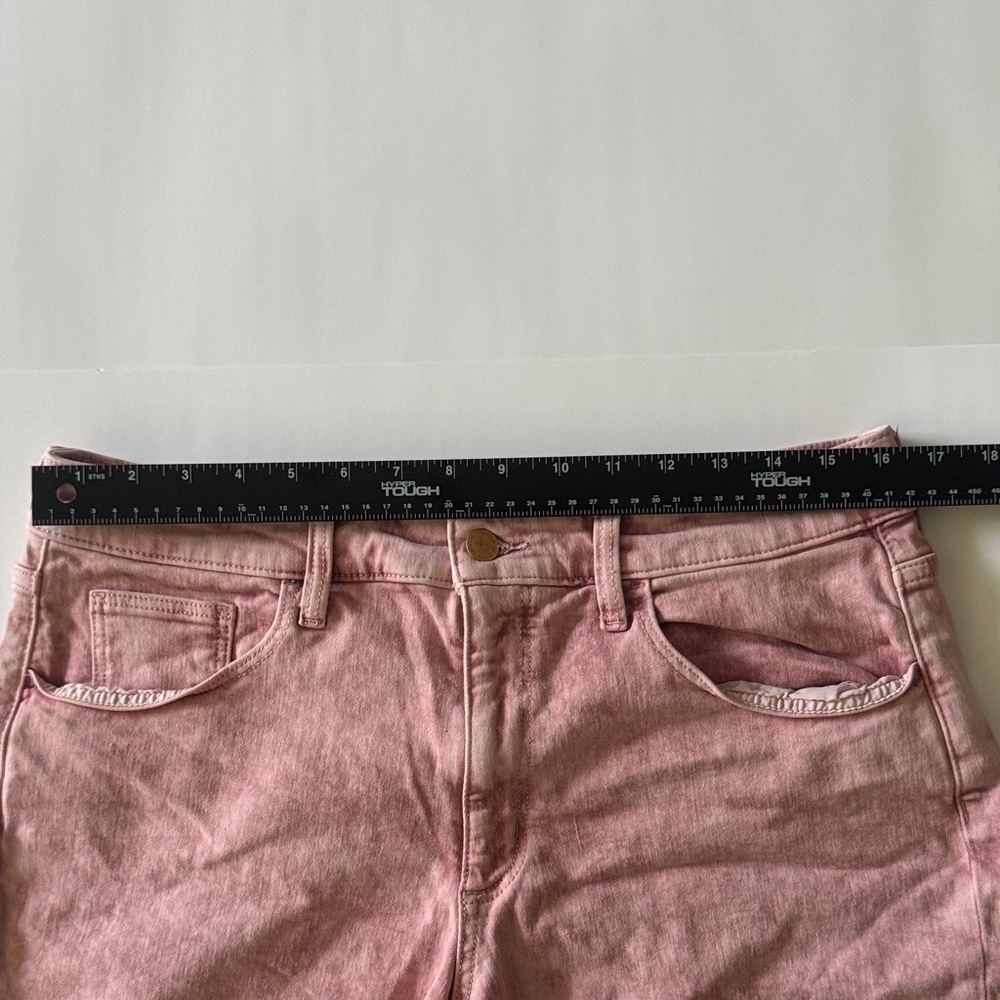 Universal Thread Acid Wash Pink Denim High Rise Midi Shorts Size 14 - Picture 2 of 8